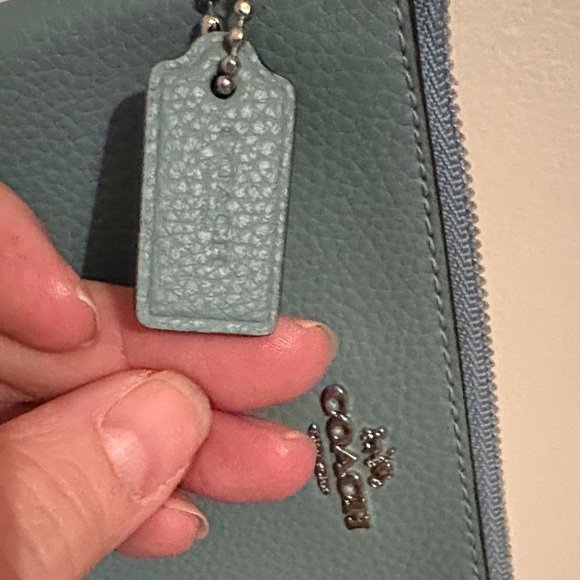 Coach Blue/Green Leather Wristlet - Picture 2 of 5